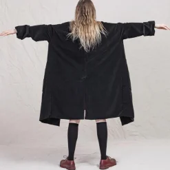 Album Di Famiglia - Manteau ample en velours - Noir
