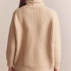 Amente - Pull Gaufré à Col Roulé - Beige