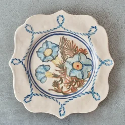 Assiette Carré - Fleurs Bleues