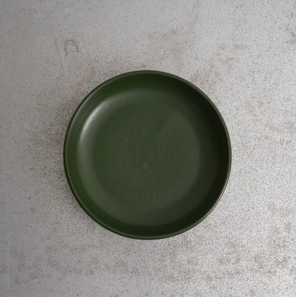 Assiette creuse en grès fin - Kaki