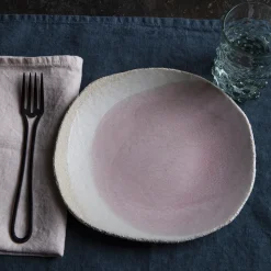 Assiette en grès émaillé Wabi - Rose
