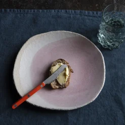 Assiette en grès émaillé Wabi - Rose