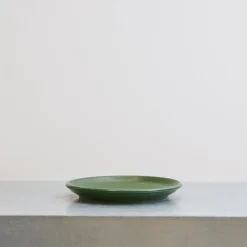 Assiette plate en grès fin - Kaki