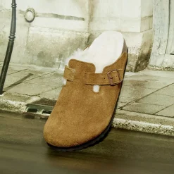 Birkenstock - Sabots Boston en Fourrure - Marron
