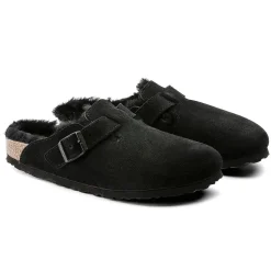Birkenstock - Sabots Boston en Fourrure - Noir