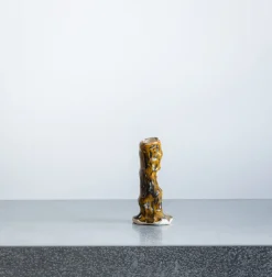Bougeoir en céramique émaillée - Jaune