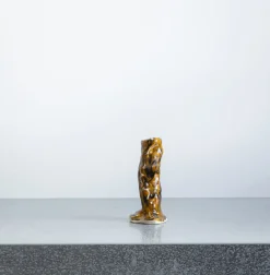 Bougeoir en céramique émaillée - Jaune