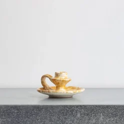 Bougeoir en céramique tacheté - Ambre