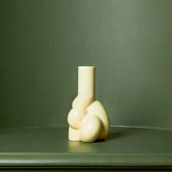 Bougeoir en porcelaine - Jaune