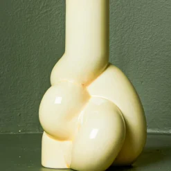 Bougeoir en porcelaine - Jaune