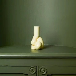 Bougeoir en porcelaine - Jaune