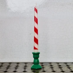 Bougie conique - Rayures Rouge
