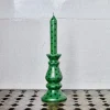 Bougie verte à pois marron