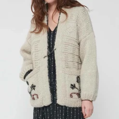 Bsbee - Gilet Kimono Fleur - Beige