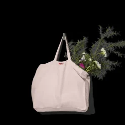 Cabas en lin lavé Merci - Beige rosé