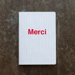 Carnet Merci - Rayures Bleu Tyrrhénien et Rouge