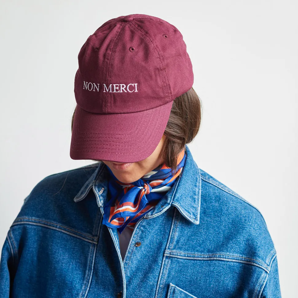 Casquette unisexe brodée Non Merci - Bordeaux