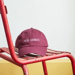 Casquette unisexe brodée Non Merci - Bordeaux