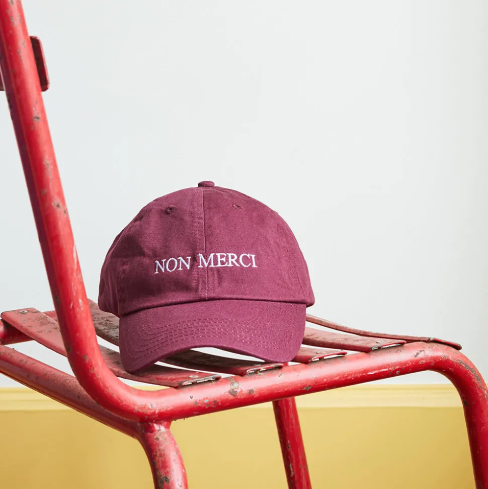 Casquette unisexe brodée Non Merci - Bordeaux