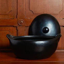 Casserole ovale en argile - Noir