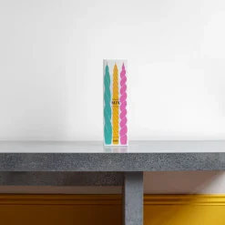 Coffret de six Bougies Long Mix - Vert, Jaune, Rose