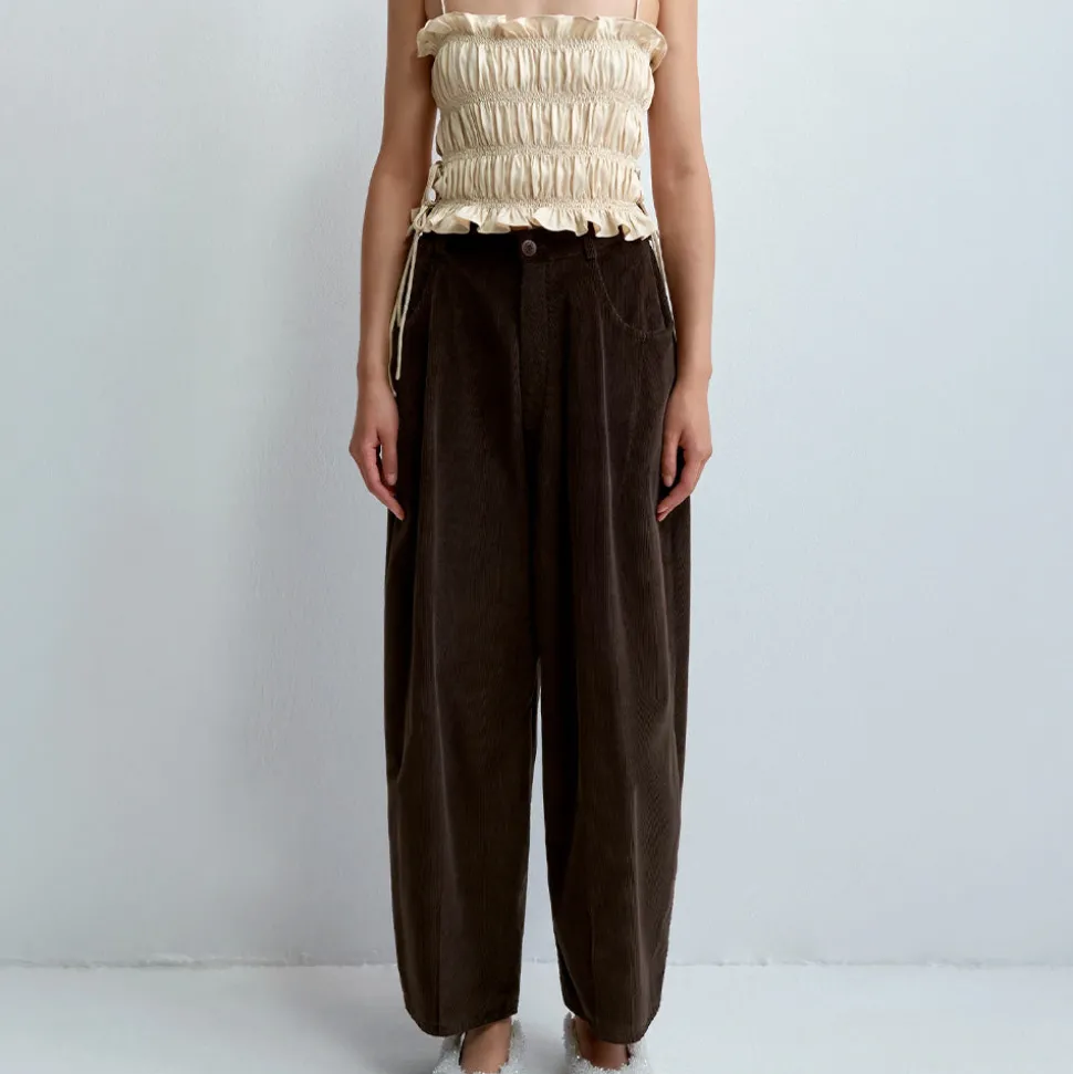 Cordera - Pantalon Velours Baggy - Marron