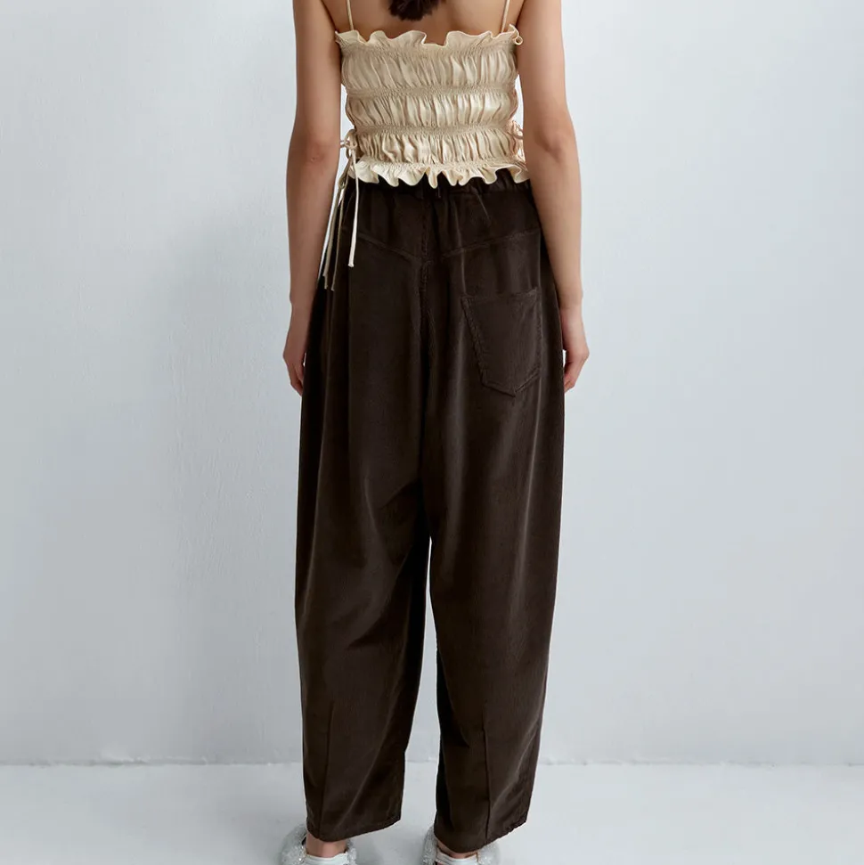 Cordera - Pantalon Velours Baggy - Marron