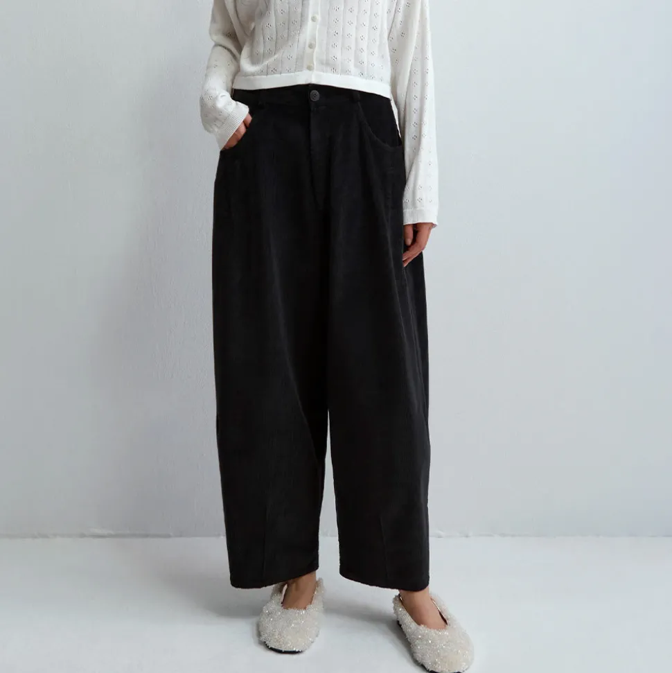Cordera - Pantalon Velours Baggy - Noir