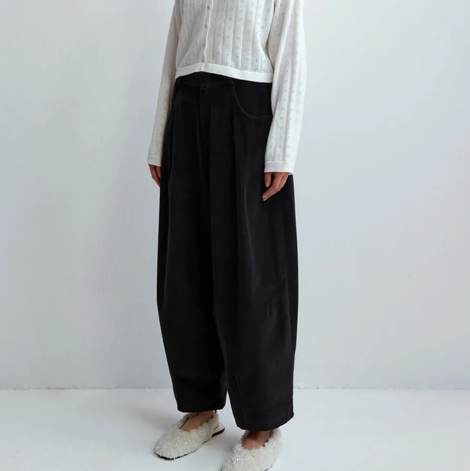 Cordera - Pantalon Velours Baggy - Noir