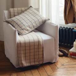 Coussin Merci - Carreaux Bleu Shibori