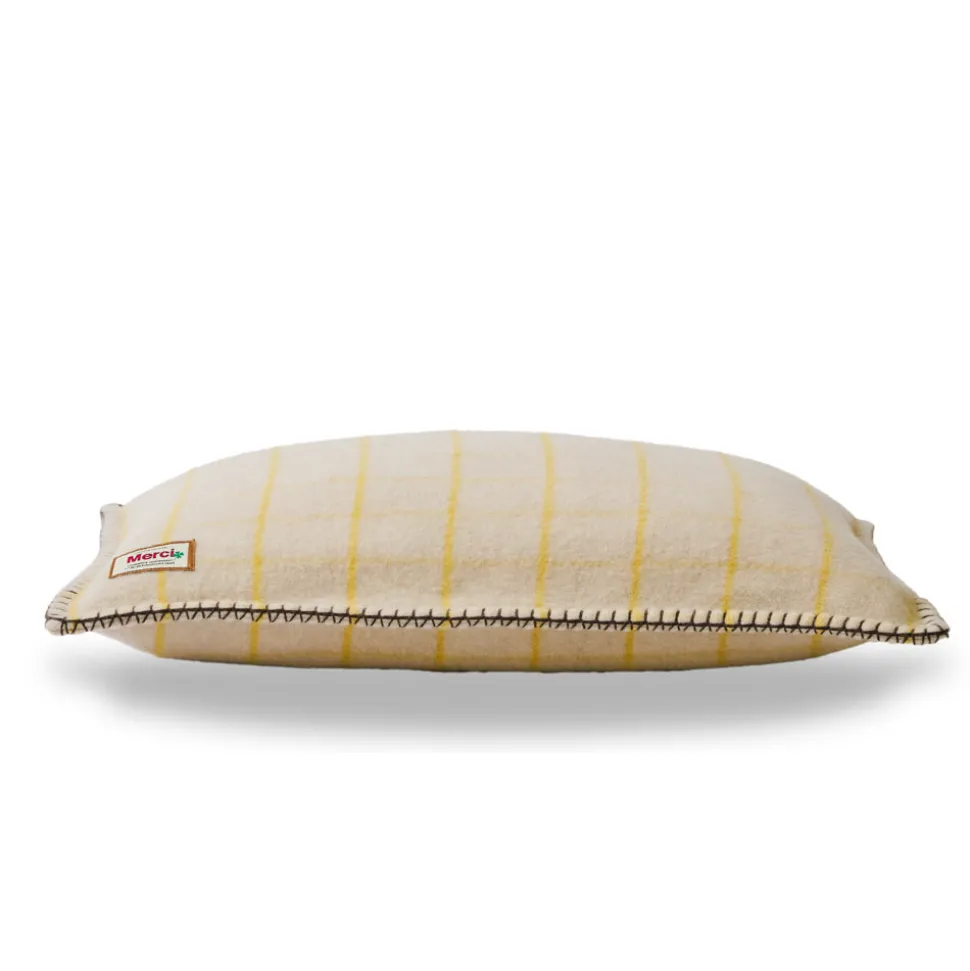 Coussin Merci - Carreaux Jaune Asahi