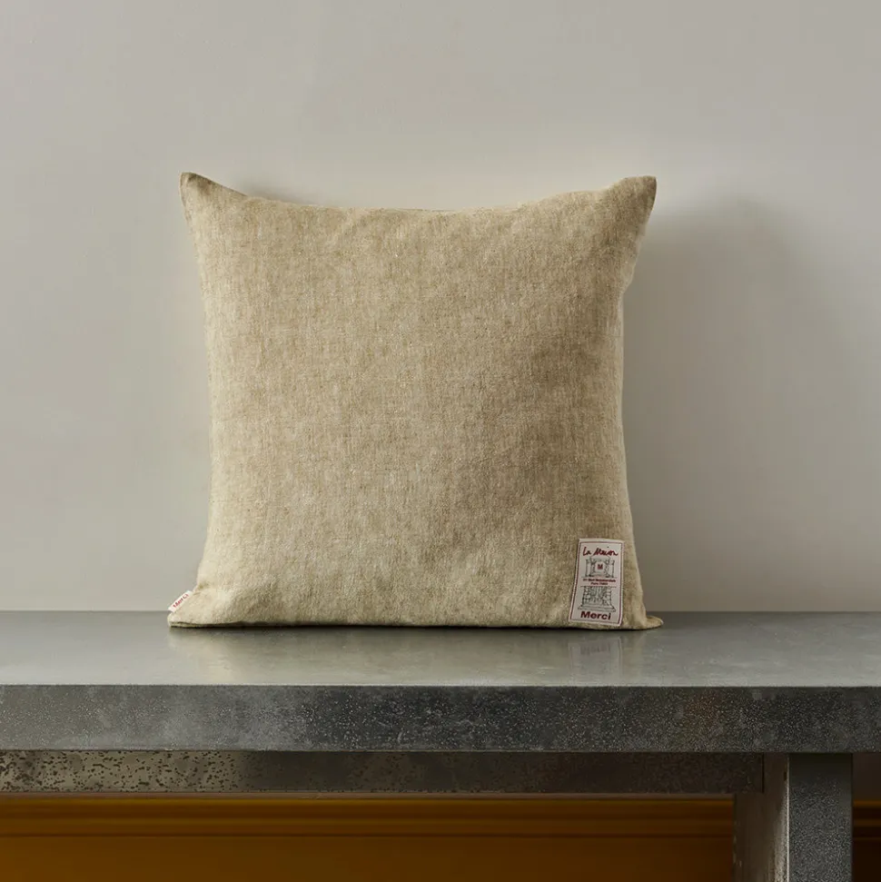 Coussin épais en lin - Chambray Olive