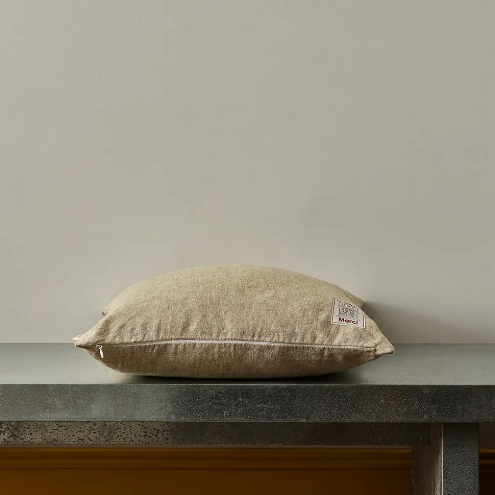 Coussin épais en lin - Chambray Olive