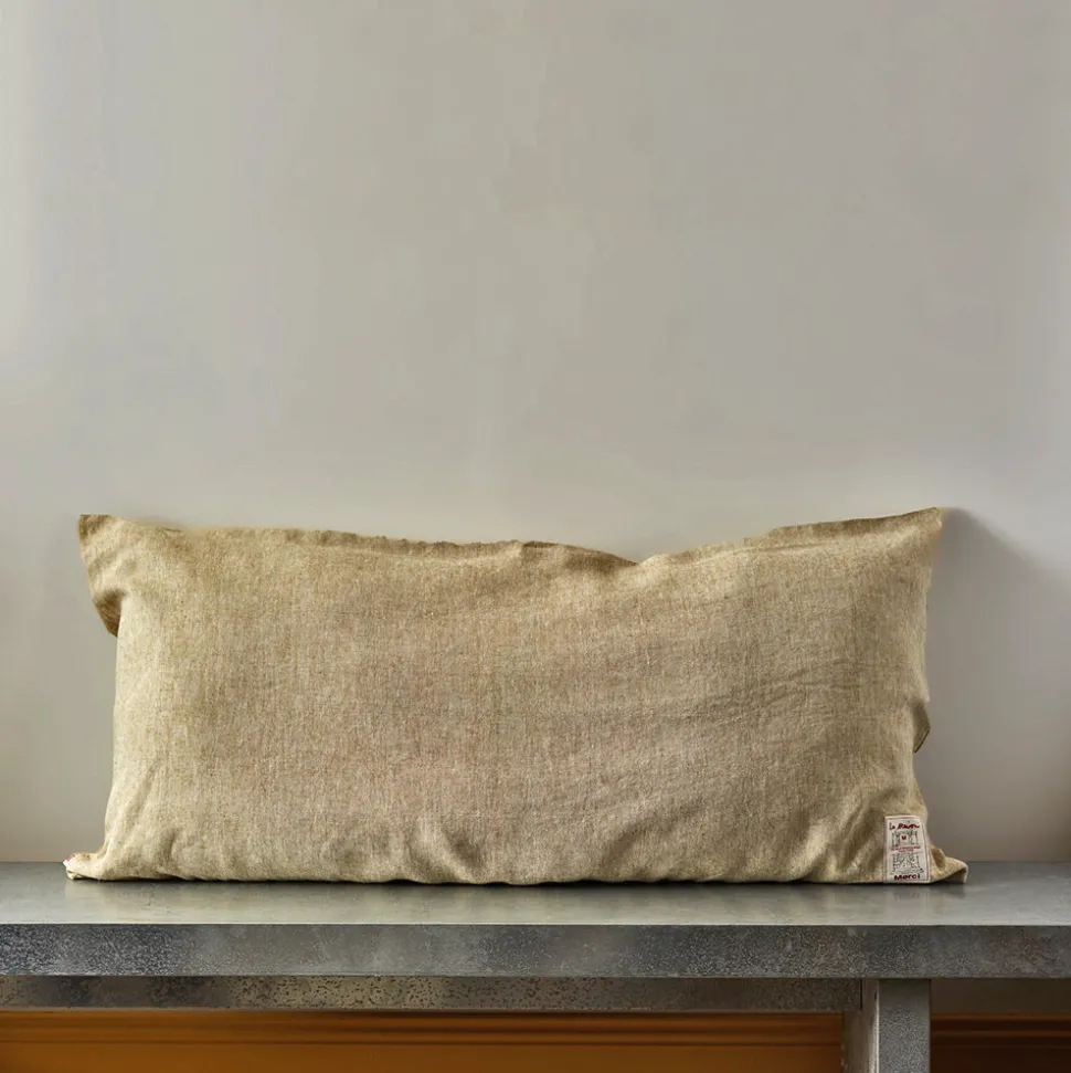 Coussin épais en lin - Chambray Olive