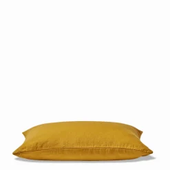 Coussin épais en lin - Uni Olive
