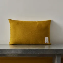 Coussin épais en lin - Uni Olive