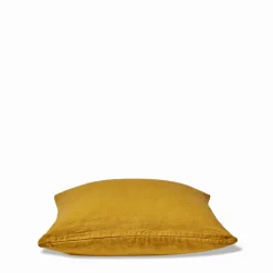 Coussin épais en lin - Uni Olive