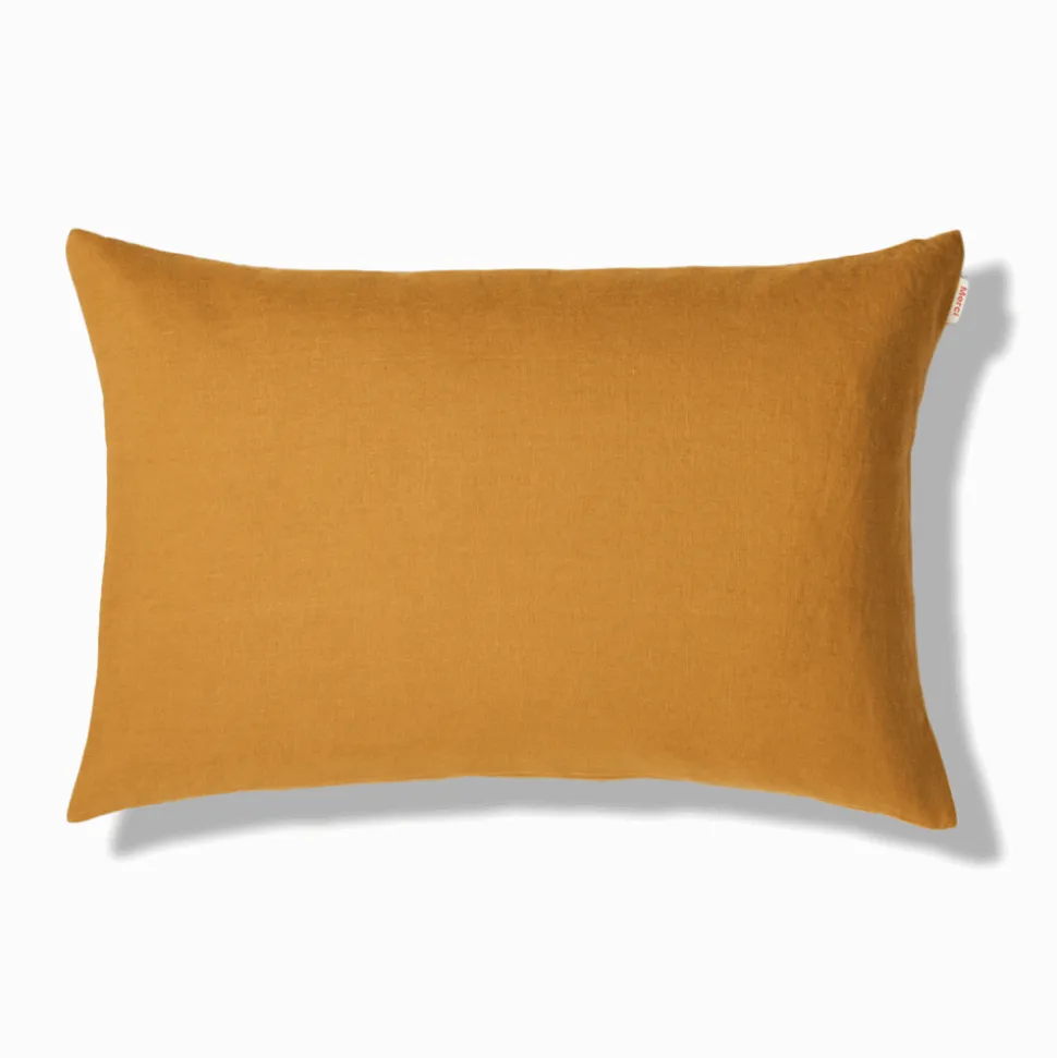 Coussin épais en lin - Uni Olive