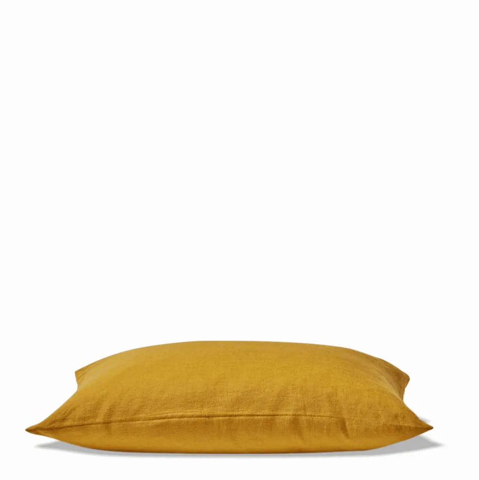 Coussin épais en lin - Uni Olive