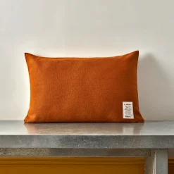 Coussin épais en lin - Uni Brique de Sienne