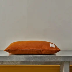 Coussin épais en lin - Uni Brique de Sienne