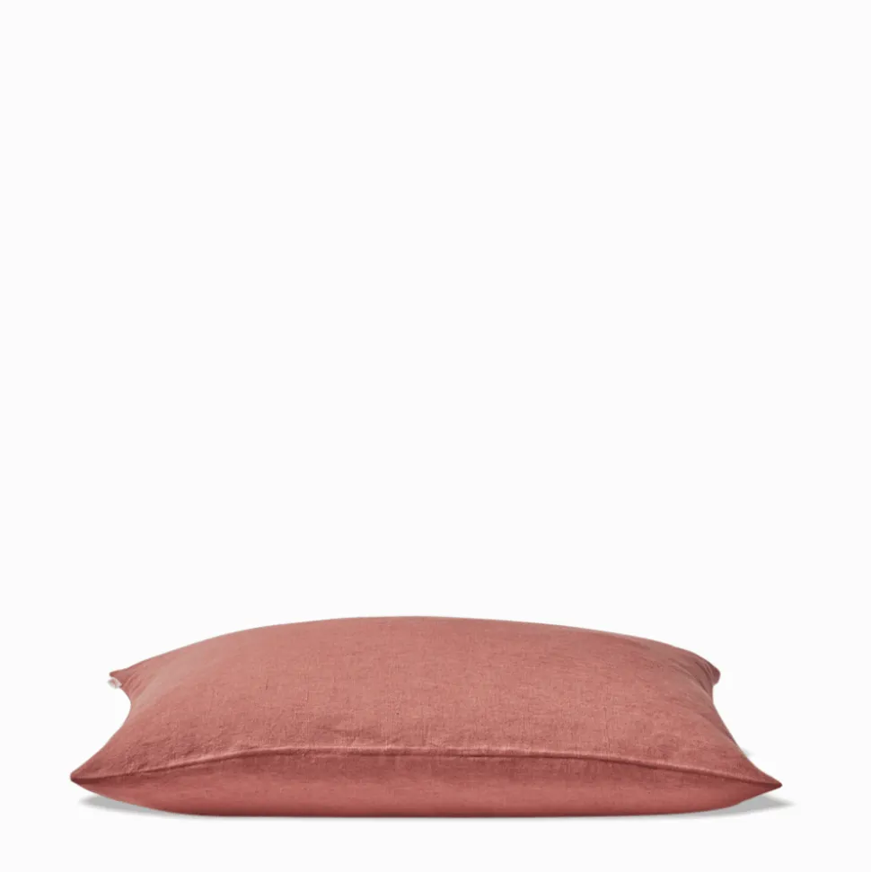 Coussin épais en lin - Uni Rose