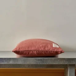 Coussin épais en lin - Uni Rose