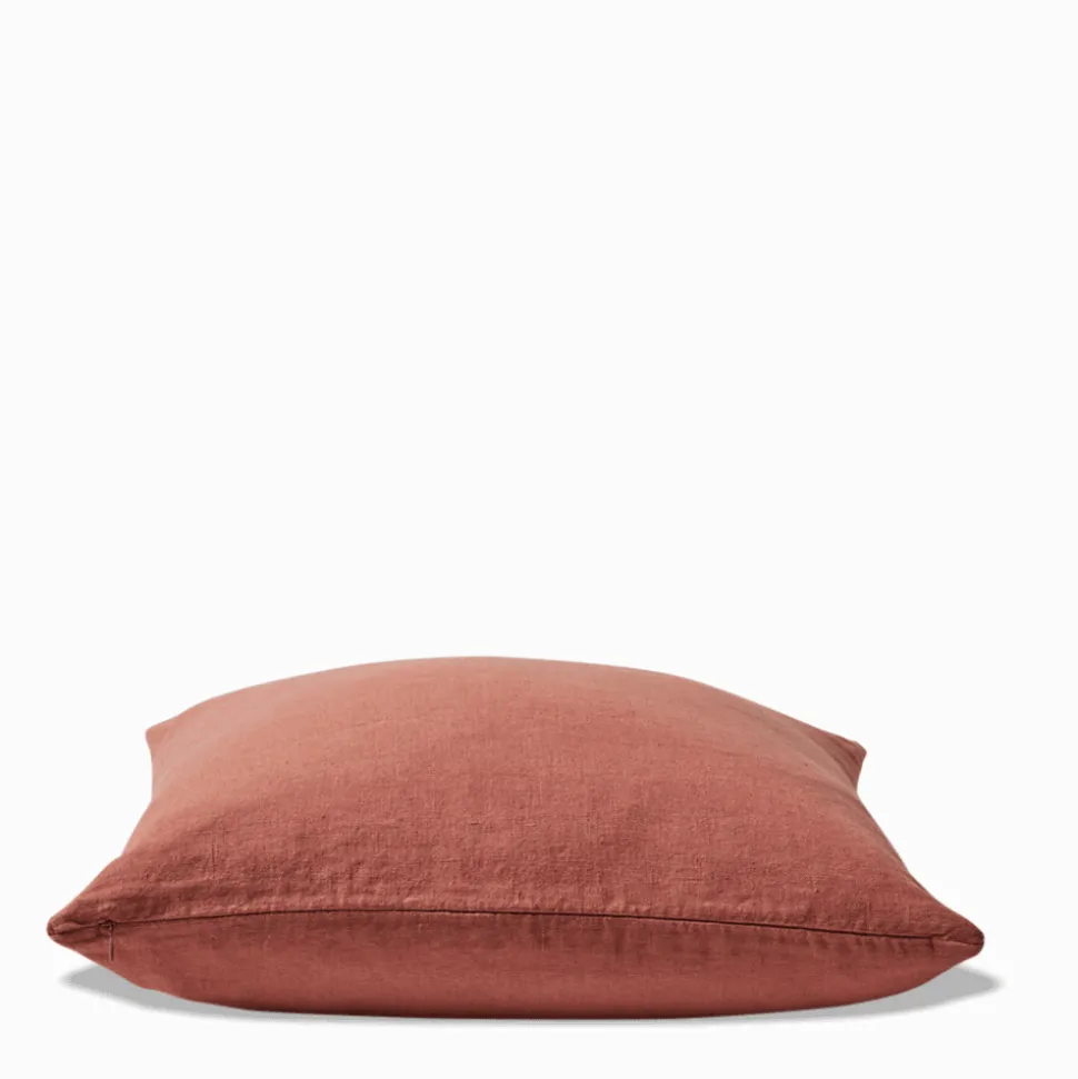 Coussin épais en lin - Uni Rose
