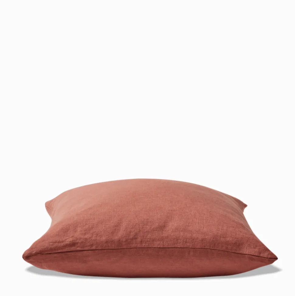 Coussin épais en lin - Uni Rose
