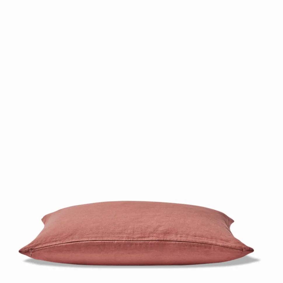 Coussin épais en lin - Uni Rose