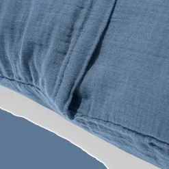 Coussin rectangle en gaze de coton - Bleu zinc