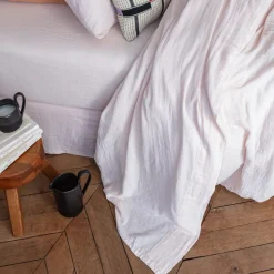 Drap plat en gaze de coton - Rose de Bagatelle