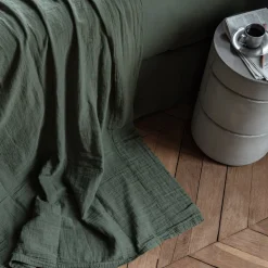 Drap plat en gaze de coton - Vert Luxembourg