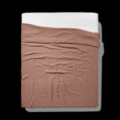 Drap plat en lin lavé - Rose Argile